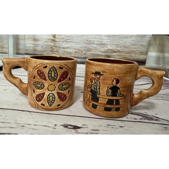Pennsbury Pottery Mugs Set Of Two Amish Farm Hand Made - Picture 5 of 9